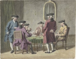 Kartenspielende Herren im Interieur von Pieter Louw