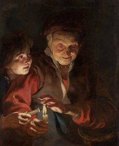Alte Frau und Junge mit Kerzen, ca. 1616-1617