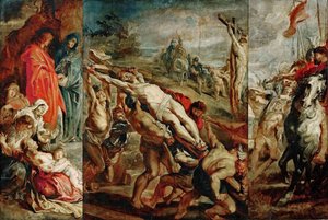 Die Kreuzaufrichtung, Skizze für das Triptychon von Peter Paul Rubens