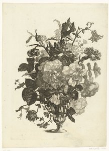 Glasvase mit Blumen (Vasen mit Blumensträußen)