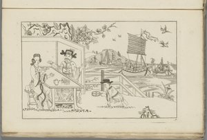 Landschaft mit einem Mann und einer Frau, die Tee trinken von Pieter Schenk (II)