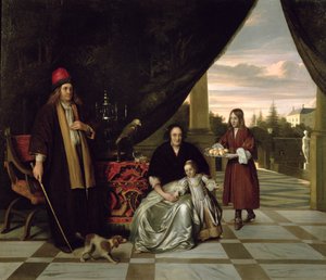 Familienporträt auf einer Terrasse, 1667 von Pieter de Hooch