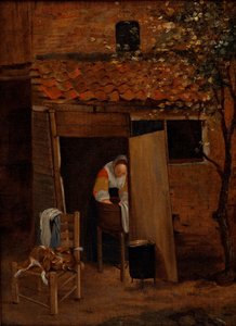 Mädchen wäscht Kleidung in einem Hof in Zwolle, nach 1653 von Pieter de Hooch