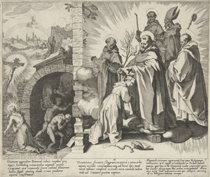 Katharina betend / Vision von Katharina / Katharina wird Dominikanerin (Scènes uit het leven en wonderen van de Heilige Catharina van Siena)