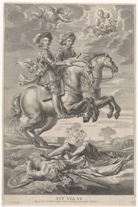 Ferdinand von Österreich mit Ferdinand, König von Böhmen und Ungarn, zu Pferd bei der Schlacht von Nördlingen