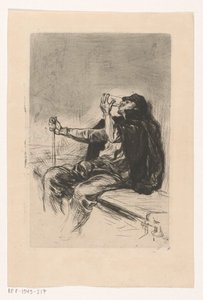 Trinkender Mann mit Wanderstab von Pieter de Josselin