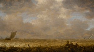 Ein flaches Meer mit Fischerbooten, ca. 1640