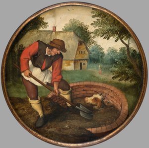 Es ist zu spät, den Brunnen zu füllen, nachdem das Kalb ertrunken ist, ca. 1594