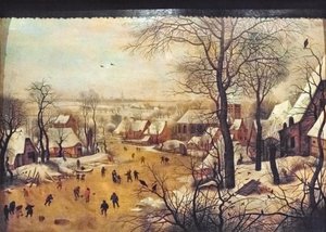 Winterlandschaft mit Schlittschuhläufern