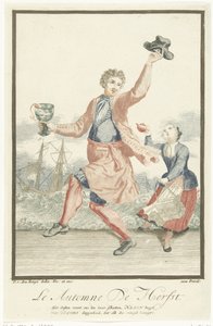 Tanzender Mann mit einem Roemer in der Hand (Der Herbst) (Die vier Jahreszeiten)