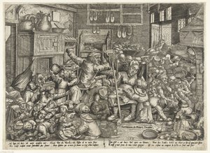 Der Schuster und die Spinnerin als Schulmeister von Pieter van der Borcht (I)