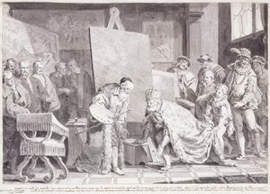 Kaiser Karl V. hebt Tizians Pinsel auf von Pietro Antonio Novelli