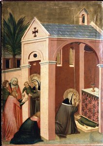 Der Heilige erweckt den Sohn eines Edelmanns (Polyptychon des Lebens von Saint Humility)