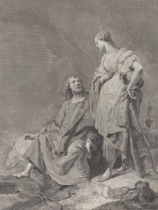 Christus und die Frau von Samaria am Brunnen, aus der Serie von 112 Drucken des Heiligen..., 1743-63 von Pietro Monaco