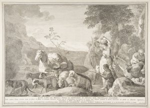 Esau und seine Familie trennen sich von Jakob, 1743-63 von Pietro Monaco