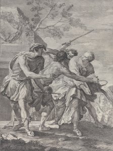 Moses verteidigt die Töchter Jethros, 1732-50 von Pietro Monaco