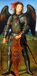 Detail (Die Jungfrau und das Kind mit einem Engel, der Erzengel Raphael mit Tobias und der Erzengel Michael)
