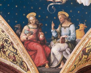 St. Lukas und St. Johannes (Detail) von Pietro Perugino