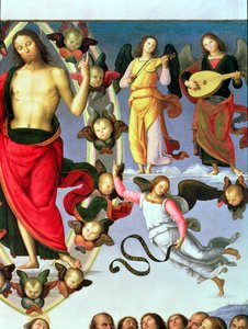 Die Himmelfahrt Christi, Detail (Christus und musizierende Engel)