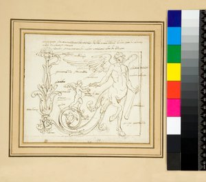 Ornamente, die die Siege der Amazonen trennen, einige aus kleinen Farben, andere aus Hell-Dunkel