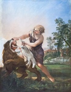 David tötet den Löwen von Pietro da (1596 1669) Cortona