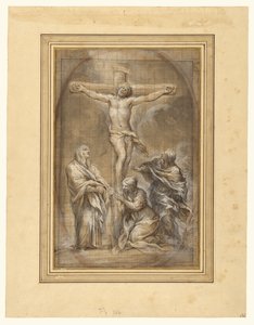 Christus am Kreuz mit der Jungfrau Maria, Maria Magdalena und Johannes dem Evangelisten von Pietro da Cortona