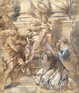 Madonna mit Kind, Johannes der Täufer und Papst Stephan von Pietro da Cortona