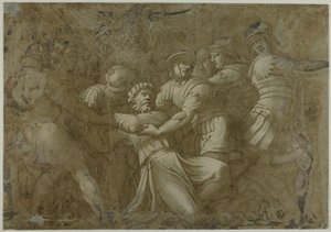 Römische Soldaten verhaften den heiligen Petrus (?) von Polidoro da Caravaggio