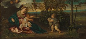 Madonna und Kind und der kleine Heilige Johannes in einer Landschaft, 1540-1550
