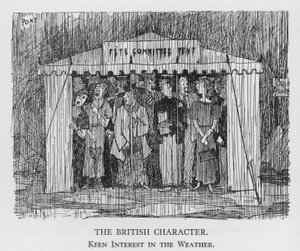 Der britische Charakter, großes Interesse am Wetter (Litho)