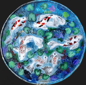 Lebhafter Koi-Teich