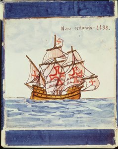 Azulejos-Fliese mit einem Schiff, aus Sagres, 1498