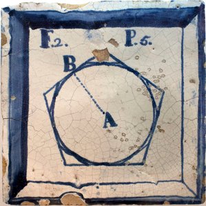 Geometrisches Schema eines Pentagons, Zinnglasur-Keramik, Lissabon zweite Hälfte des 18. Jahrhunderts