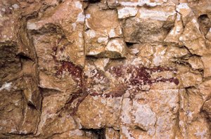 Eine laufende Ziege, Mesolithikum, Spanien, Remigia-Höhle, Barranco de la Gasulla, Ares del Maestre (Gemälde)