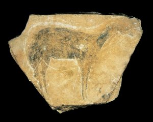 Schwarze Hirschkuh, Parpallo-Höhle, Spanien, Oberes Paläolithikum von Prehistoric Prehistoric