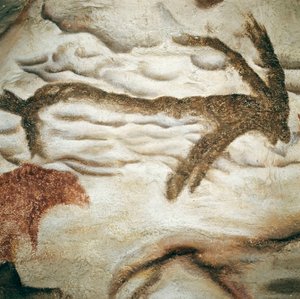 Hirschfelsenmalerei, Höhle von Lascaux, Dordogne, Frankreich, Oberes Paläolithikum (Magdalénien) ca. 13000 Jahre alt von Prehistoric Prehistoric