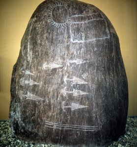 Kultur der Camunni. Bagnolo-Stele Typ 1 a von Prehistoric Prehistoric