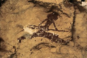 Felskunst: Jägerin. Vorgeschichte, Oberes Paläolithikum. Tio Garroso Höhle, Spanien. von Prehistoric Prehistoric