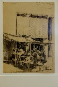 Der Platz, Narcís Puget Riquer, Kohlezeichnung, Puget-Museum, Adelsresidenz Can LLaudis, Dalt Vila, Ibiza, Balearen, Spanien von Puget Riquer