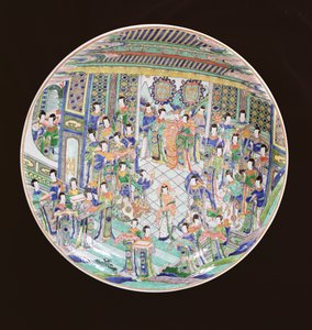 Großer Famille Verte Teller, Kangxi-Periode (1662-1722) von Qing Dynasty Chinese School