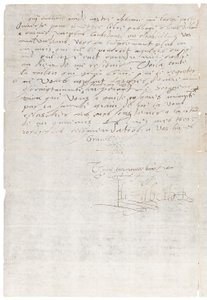 Brief in Französisch von Elizabeth I. von England an Heinrich von Navarra, später Heinrich IV. von Frankreich, ca. 1585 von Queen Elizabeth I of England and