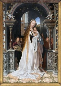 Die Jungfrau und das Kind, umgeben von Engeln, Gemälde von Quentin Metsys (1466-1530), Fotografie, KIM Youngtae, Lyon, Musée des Beaux Arts de Lyon von Quentin Metsys