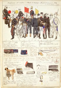 Uniformvariationen der Großmanöverkampagne des Königreichs Italien, Farbtafel von Quinto Cenni von Quinto Cenni