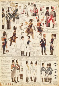 Uniformen der berittenen Jäger des Königreichs Frankreich, von Quinto Cenni, Farbtafel