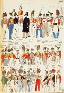 Verschiedene Uniformen von 1826 bis 1829, Farbtafel von Cenni Quinto von Quinto Cenni