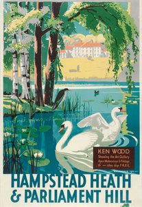 Hampstead Heath und Parliament Hill, London County Council LCC Straßenbahnplakat, 1933 von RF Fordred