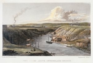 Der Wear oberhalb der Sunderland-Eisenbrücke, ca. 1829 von R Francis