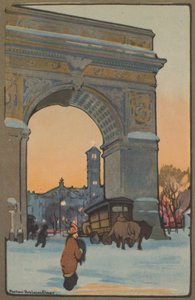 Washington Arch bei winterlicher Dämmerung, 1914