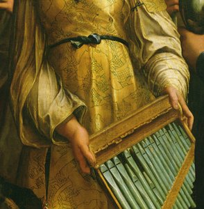 Die heilige Cäcilia umgeben von St. Paulus, St. Johannes dem Evangelisten, St. Augustinus und Maria Magdalena, um 1513 (Detail) von Raffaello Sanzio Raphael