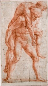 Junger Mann trägt einen alten Mann auf seinem Rücken Aeneas und Anchises, ca. 1514